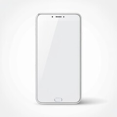 White screen smartphone mockup isolated on a white background.