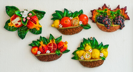 Close up image of traditional ceramic in Sicily, Italy, Europe