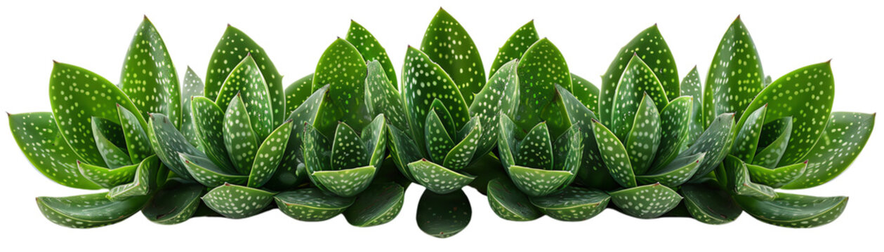 Close-up image of green aloe vera plant with visible details and isolated background