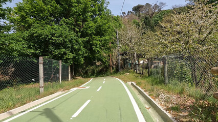 Point of view shot of riding a bicycle