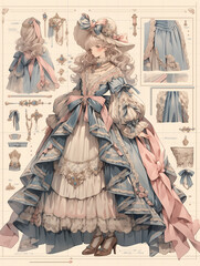 Design of vintage rococo baroque dress