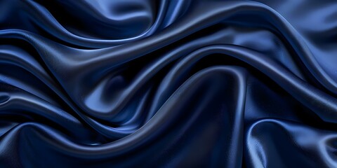 Obraz premium Gorgeous navy blue silk satin background with subtle wavy folds design. Concept Photography backdrop ideas, silk satin background, navy blue theme