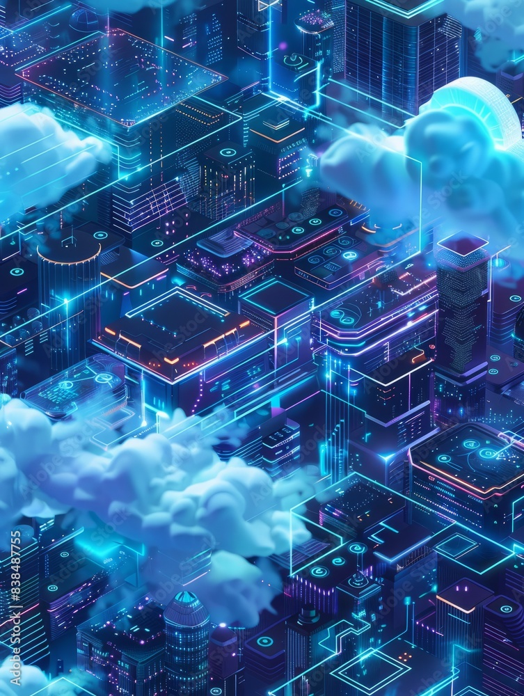 Aufkleber infrastructure cloud tech background illustration scalability networking, data software, platform se