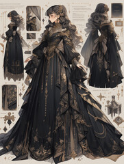 Design of vintage rococo baroque dress