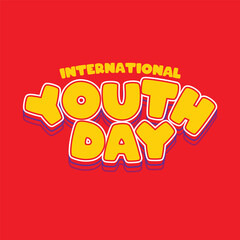 Happy Youth Day calligraphy design on blue background. Beautiful hand drawn lettering greeting card to celebrate International Youth Day on 12 August. Youth Day logo, poster, banner, flyer.