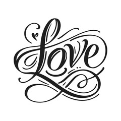 Greeting card with the inscription love . valentine's day concept. vector illustration on white background