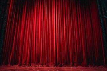 Red curtain dark room red floor