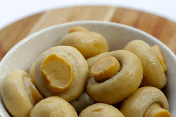 Champignon mushrooms in brine. Canned champignon mushrooms whole