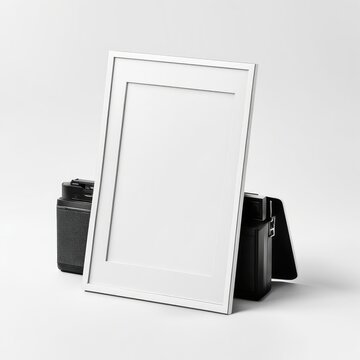 white polaroit frame mockup isolated on white background