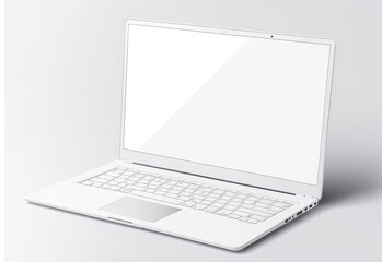 white screen laptop mockup isolated on white background.