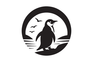  A cute penguin silhouette vector art illustration
