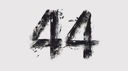 Fototapeta premium Numbers 44 painted in a bold, black, brushstroke style on a plain, light background