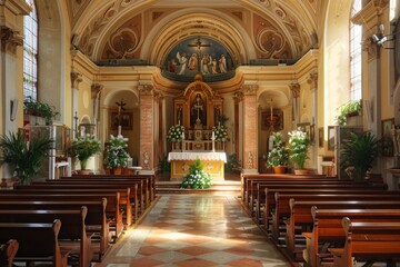 Fototapeta premium Church altar cross view