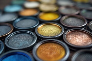 Assorted eyeshadows close-up
