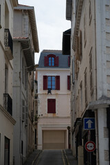 Houses and streets of touristic Biarritz city, Basque Country, Bay of Biscay of Atlantic ocean, France
