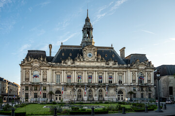 Tours street view, city on Central Loire valley, visiting on castles of Loire valley, France