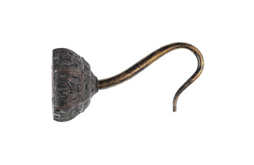 pirate hook on hand isolated on white background