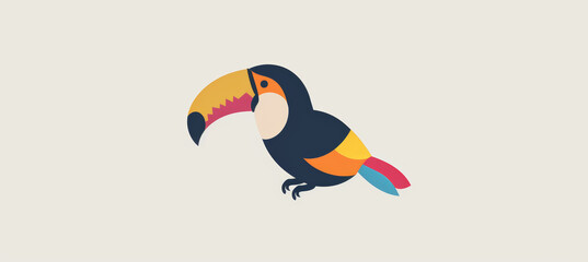 Pastel Toucan Design on White Background