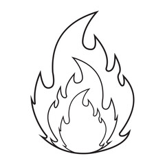Fire and flames icon, vector with stroke line. Campfire symbol. Fire icon, silhouette. Bonfire vector, icon, logo design on white background. Vector illustration of bonfire, campfire. 