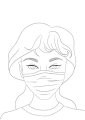 illustration d'une femme masquer , covid, maladie 