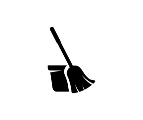 Mop and bucket cleaning icon. Cleaning service signs in flat style vector design and illustration.
