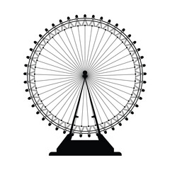 London eye or Ferris wheel silhouette icon, isolated vector illustration on white background. London architecture, landmark, place of tourism for travellers. City of london, westminster, famous london
