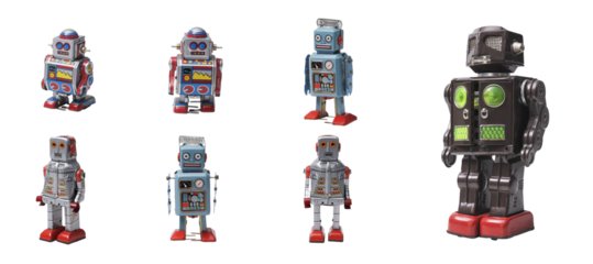 Assorted vintage tin toy robots