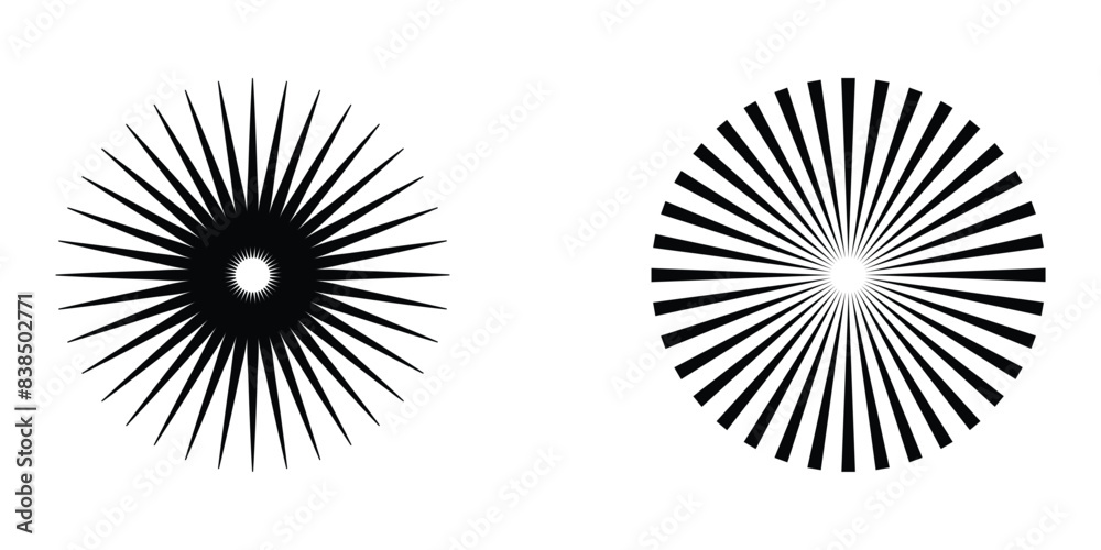 Aufkleber circular radiating lines geometric element. sun star rays symbol. abstract geometric shapes. design 