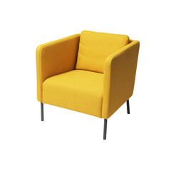 Elegant yellow armchair isolated on white background