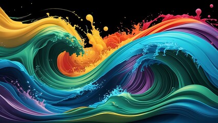 abstract colorful background with moving liquid paint mix wallpaper background