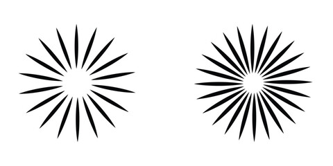 Obraz premium Sunburst icon in liner style. Burst symbol vector collection. Radial sun burst. Black-white round sunburst icons. Vector illustration. Eps file 177.
