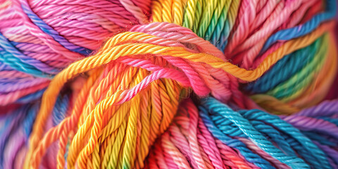 Technicolor Tangle: A ball of yarn, knotted into an intricate pattern.