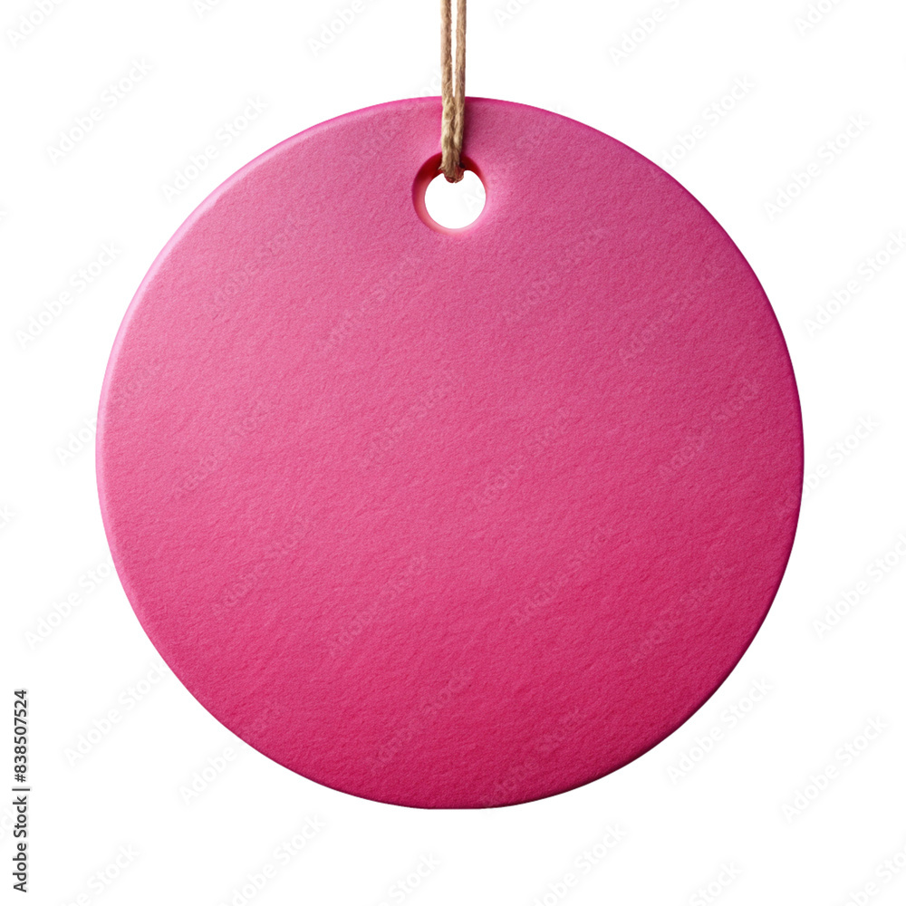 Canvas Prints elegant pink round hanging tag with string, cut out isolated png transparent