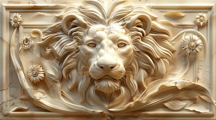 Beautiful animal 3d relief wallpaper. Mural wallpaper. AI generated illustration