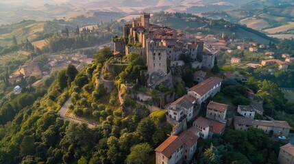 Fototapeta premium the medieval village of san giovanni in montelupo, italy 