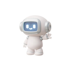 Chatbot robot greetings 3D vector, render artificial intelligence machine, online support service robots technology