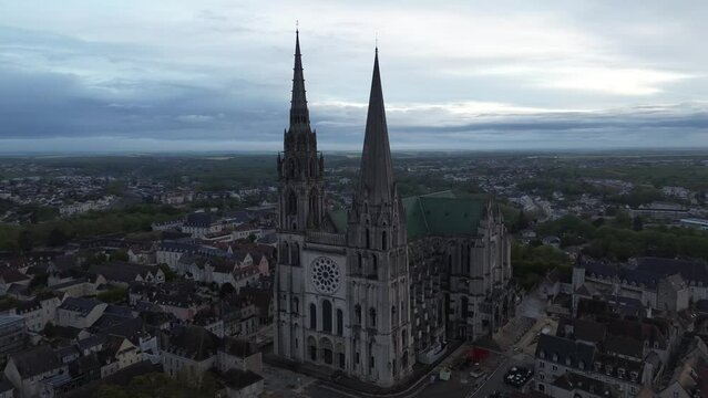 drone video Chartres cathedral France Europe