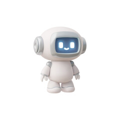 Adorable smiling robot chatbot icon with blue eyes 3D vector illustration