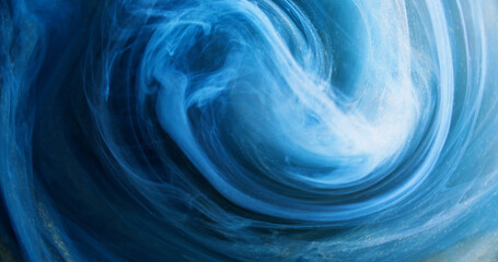 Smoke swirl. Glitter vortex. Defocused blue color glowing sparkling particles texture mist paint...