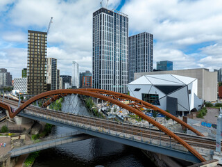 Ordsall bridge over river Irwell in Downtown Salford
