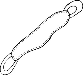 Bath sponge, hygiene item.flat object with black outline