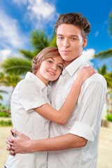 Fototapeta premium Young happy couple having fun traveling