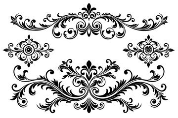 beautiful graphic with a black elegant plant ornament on an isolated background