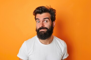 Obraz premium Dumb People. Silly and Funny Portrait of a Man Playing Fool with Cross-eyed Expression