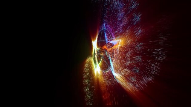 A sparkling pentagram rotates in space