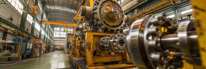 Fototapeta premium A robust industrial setting with advanced machinery and heavy equipment powering production and transportation