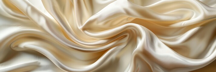 Fototapeta premium white and beige texture with wavy pattern on it's surface, silk fabric