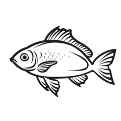 Fish Outline Icon. Isolated Aquatic Symbol in Clean White Background