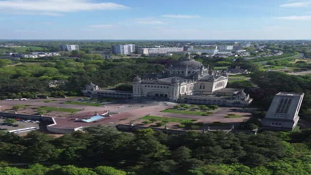 drone video Lisieux basilica France Europe