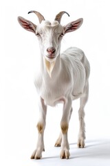 the Toggenburg Goat with copy space on right Isolated on white background